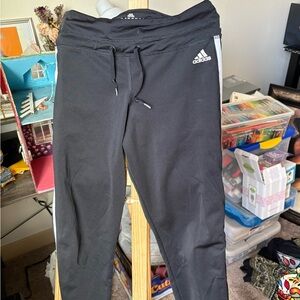 Adidas Black Leggings with White Stripes